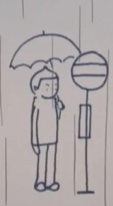 雨のバス停編