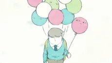 風船売りと泣く少女