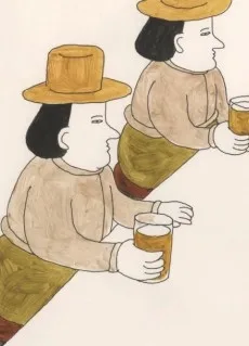 帽子をかぶった小さな人々